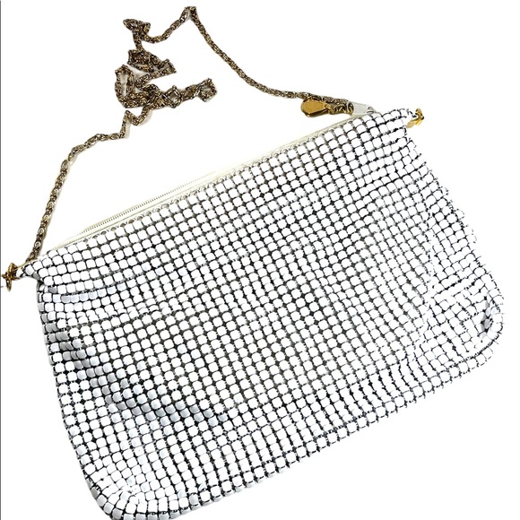 Vintage DU-VAL Stark White metal mesh Chain Mail shoulder bag purse party - Picture 3 of 6